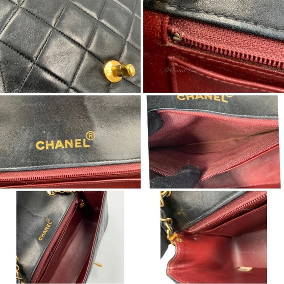 Authentic CHANEL Black Lambskin Small Diana Flap Bag Gold Hardware - Picture 9 of 12